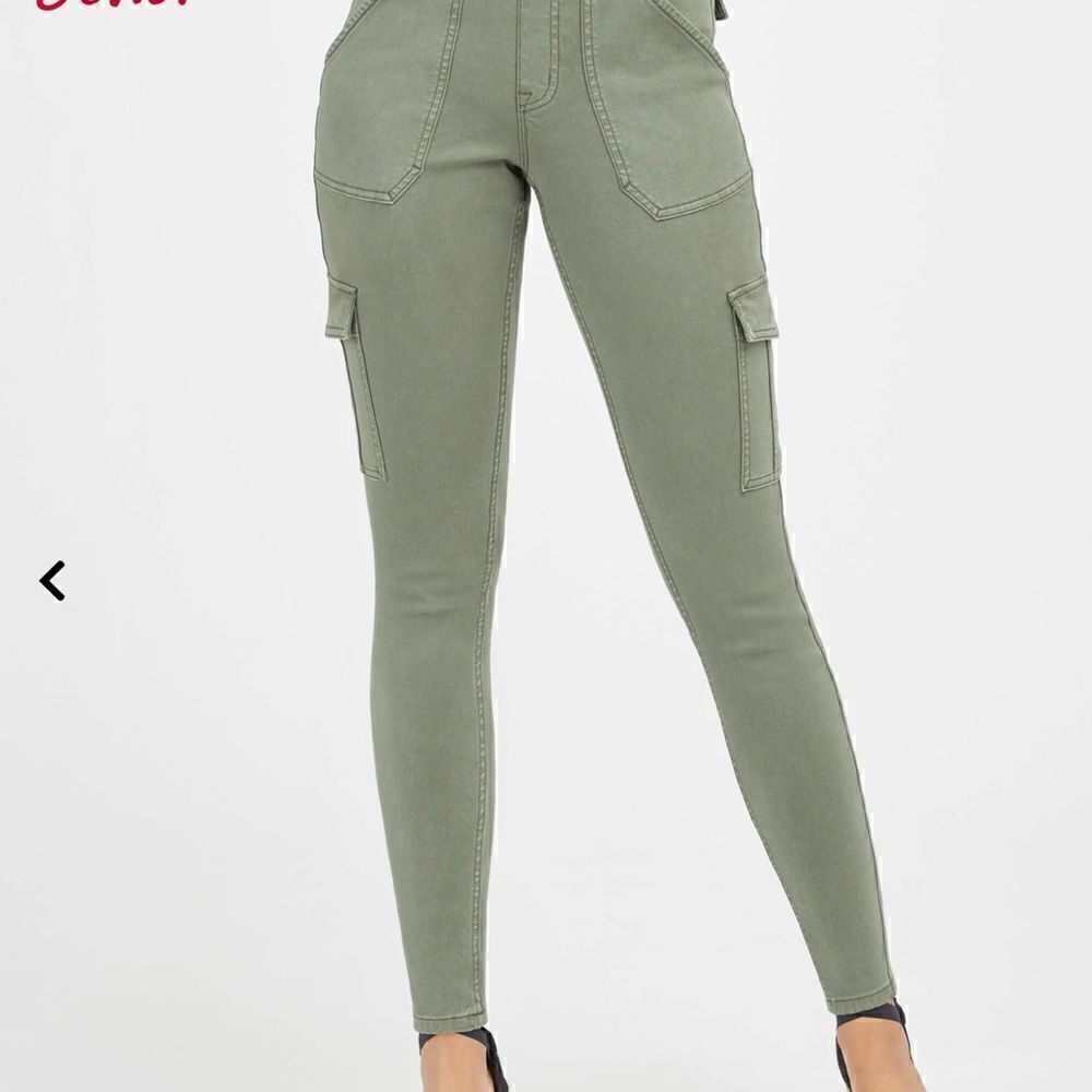 Spanx stretch ankle cargo pants green s/p